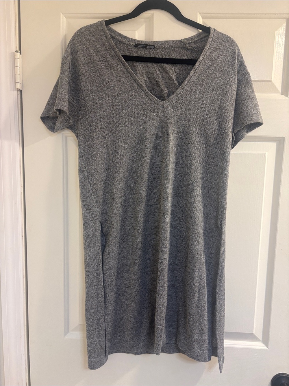 Zara Heather Gray V-Neck Short Sleeve Tunic